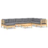 Image de vidaXL - 9-delige - Loungeset - met - grijze - kussens - massief - grenenhout