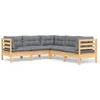 Image de vidaXL - 5-delige - Loungeset - met - grijze - kussens - massief - grenenhout