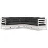 Image de vidaXL - 5-delige - Loungeset - met - kussens - massief - grenenhout - wit