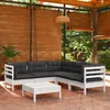 Image de vidaXL - 6-delige - Loungeset - met - kussens - massief - grenenhout - wit