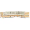 Image de vidaXL - 6-delige - Loungeset - met - crèmekleurige - kussens - grenenhout
