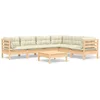 Image de vidaXL - 7-delige - Loungeset - met - crèmekleurige - kussens - massief - grenenhout