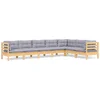Image de vidaXL - 7-delige - Loungeset - met - grijze - kussens - grenenhout