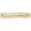 Image de vidaXL - 7-delige - Loungeset - met - crèmekleurige - kussens - massief - grenenhout