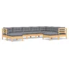 Image de vidaXL - 9-delige - Loungeset - met - grijze - kussens - massief - grenenhout