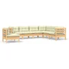 Image de vidaXL - 7-delige - Loungeset - met - crèmekleurige - kussens - massief - grenenhout