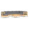 Image de vidaXL - 8-delige - Loungeset - met - grijze - kussens - grenenhout