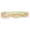 Image de vidaXL - 8-delige - Loungeset - met - crèmekleurige - kussens - massief - grenenhout