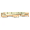 Image de vidaXL - 9-delige - Loungeset - met - crèmekleurige - kussens - massief - grenenhout