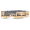 Image de vidaXL - 9-delige - Loungeset - met - grijze - kussens - massief - grenenhout