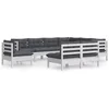 Image de vidaXL - 9-delige - Loungeset - met - kussens - massief - grenenhout - wit