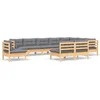 Image de vidaXL - 10-delige - Loungeset - met - grijze - kussens - massief - grenenhout