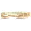 Image de vidaXL - 10-delige - Loungeset - met - crèmekleurige - kussens - grenenhout