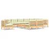 Image de vidaXL - 11-delige - Loungeset - met - crèmekleurige - kussens - grenenhout