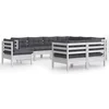 Image de vidaXL - 9-delige - Loungeset - met - kussens - massief - grenenhout - wit