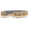 Image de vidaXL - 10-delige - Loungeset - met - grijze - kussens - massief - grenenhout