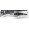 Image de vidaXL - 10-delige - Loungeset - met - kussens - massief - grenenhout - wit