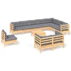 Image de vidaXL - 11-delige - Loungeset - met - grijze - kussens - massief - grenenhout
