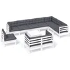 Image de vidaXL - 11-delige - Loungeset - met - kussens - massief - grenenhout - wit