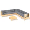 Image de vidaXL - 8-delige - Loungeset - met - grijze - kussens - grenenhout