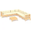 Image de vidaXL - 8-delige - Loungeset - met - crèmekleurige - kussens - massief - grenenhout