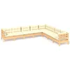 Image de vidaXL - 8-delige - Loungeset - met - crèmekleurige - kussens - massief - grenenhout