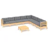 Image de vidaXL - 9-delige - Loungeset - met - grijze - kussens - massief - grenenhout