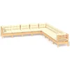 Image de vidaXL - 9-delige - Loungeset - met - crèmekleurige - kussens - massief - grenenhout