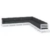 Image de vidaXL - 9-delige - Loungeset - met - kussens - massief - grenenhout - wit