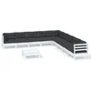 Image de vidaXL - 10-delige - Loungeset - met - kussens - massief - grenenhout - wit