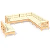 Image de vidaXL - 9-delige - Loungeset - met - crèmekleurige - kussens - massief - grenenhout