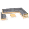 Image de vidaXL - 11-delige - Loungeset - met - grijze - kussens - massief - grenenhout