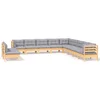 Image de vidaXL - 11-delige - Loungeset - met - grijze - kussens - massief - grenenhout