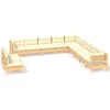 Image de vidaXL - 11-delige - Loungeset - met - crèmekleurige - kussens - grenenhout