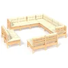 Image de vidaXL - 11-delige - Loungeset - met - crèmekleurige - kussens - grenenhout