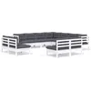 Image de vidaXL - 11-delige - Loungeset - met - kussens - massief - grenenhout - wit