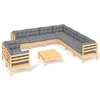 Image de vidaXL - 10-delige - Loungeset - met - grijze - kussens - massief - grenenhout