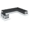 Image de vidaXL - 10-delige - Loungeset - met - kussens - massief - grenenhout - wit