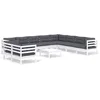 Image de vidaXL - 11-delige - Loungeset - met - kussens - massief - grenenhout - wit
