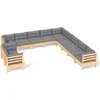 Image de vidaXL - 11-delige - Loungeset - met - grijze - kussens - massief - grenenhout