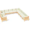 Image de vidaXL - 11-delige - Loungeset - met - crèmekleurige - kussens - grenenhout