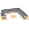 Image de vidaXL - 12-delige - Loungeset - met - grijze - kussens - massief - grenenhout