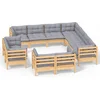 Image de vidaXL - 11-delige - Loungeset - met - grijze - kussens - massief - grenenhout