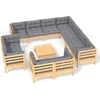 Image de vidaXL - 12-delige - Loungeset - met - grijze - kussens - massief - grenenhout
