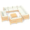 Image de vidaXL - 12-delige - Loungeset - met - crèmekleurige - kussens - grenenhout