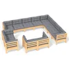 Image de vidaXL - 12-delige - Loungeset - met - grijze - kussens - massief - grenenhout