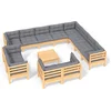 Image de vidaXL - 13-delige - Loungeset - met - grijze - kussens - massief - grenenhout