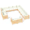 Image de vidaXL - 13-delige - Loungeset - met - crèmekleurige - kussens - grenenhout