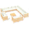 Image de vidaXL - 14-delige - Loungeset - met - crèmekleurige - kussens - grenenhout
