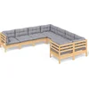 Image de vidaXL - 8-delige - Loungeset - met - grijze - kussens - massief - grenenhout